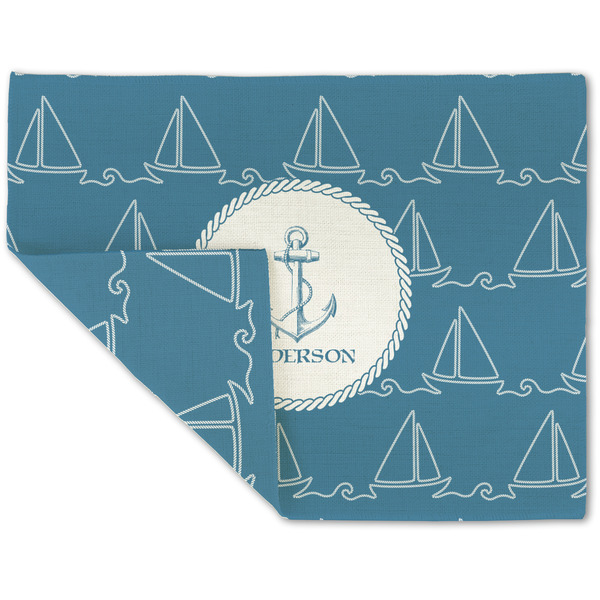 Custom Rope Sail Boats Double-Sided Linen Placemat - Single w/ Name or Text