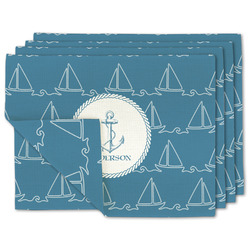 Rope Sail Boats Double-Sided Linen Placemat - Set of 4 w/ Name or Text