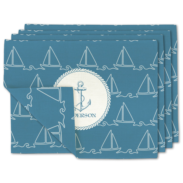 Custom Rope Sail Boats Linen Placemat w/ Name or Text