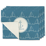 Rope Sail Boats Single-Sided Linen Placemat - Set of 4 w/ Name or Text