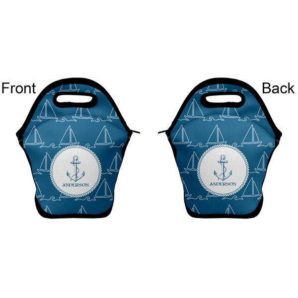 Rope Sail Boats Lunch Bag - Front and Back