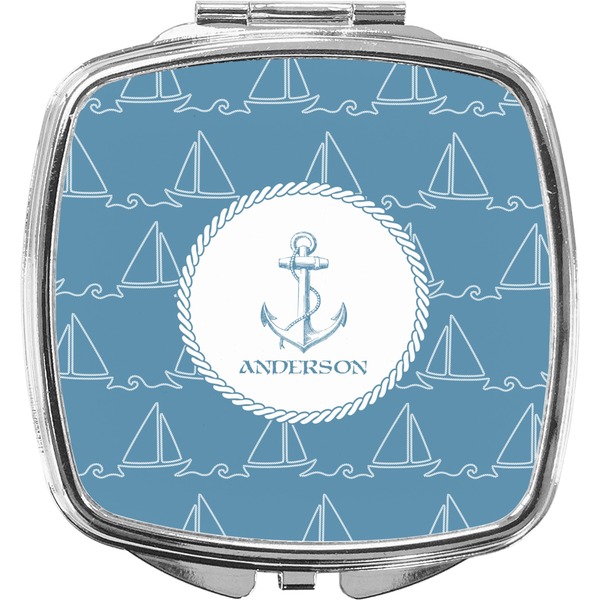 Custom Rope Sail Boats Compact Makeup Mirror (Personalized)