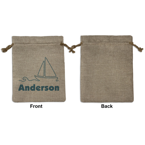 Rope Sail Boats Medium Burlap Gift Bag - Front Approval