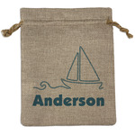 Rope Sail Boats Medium Burlap Gift Bag - Front (Personalized)