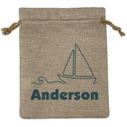 Rope Sail Boats Medium Burlap Gift Bag - Front (Personalized)