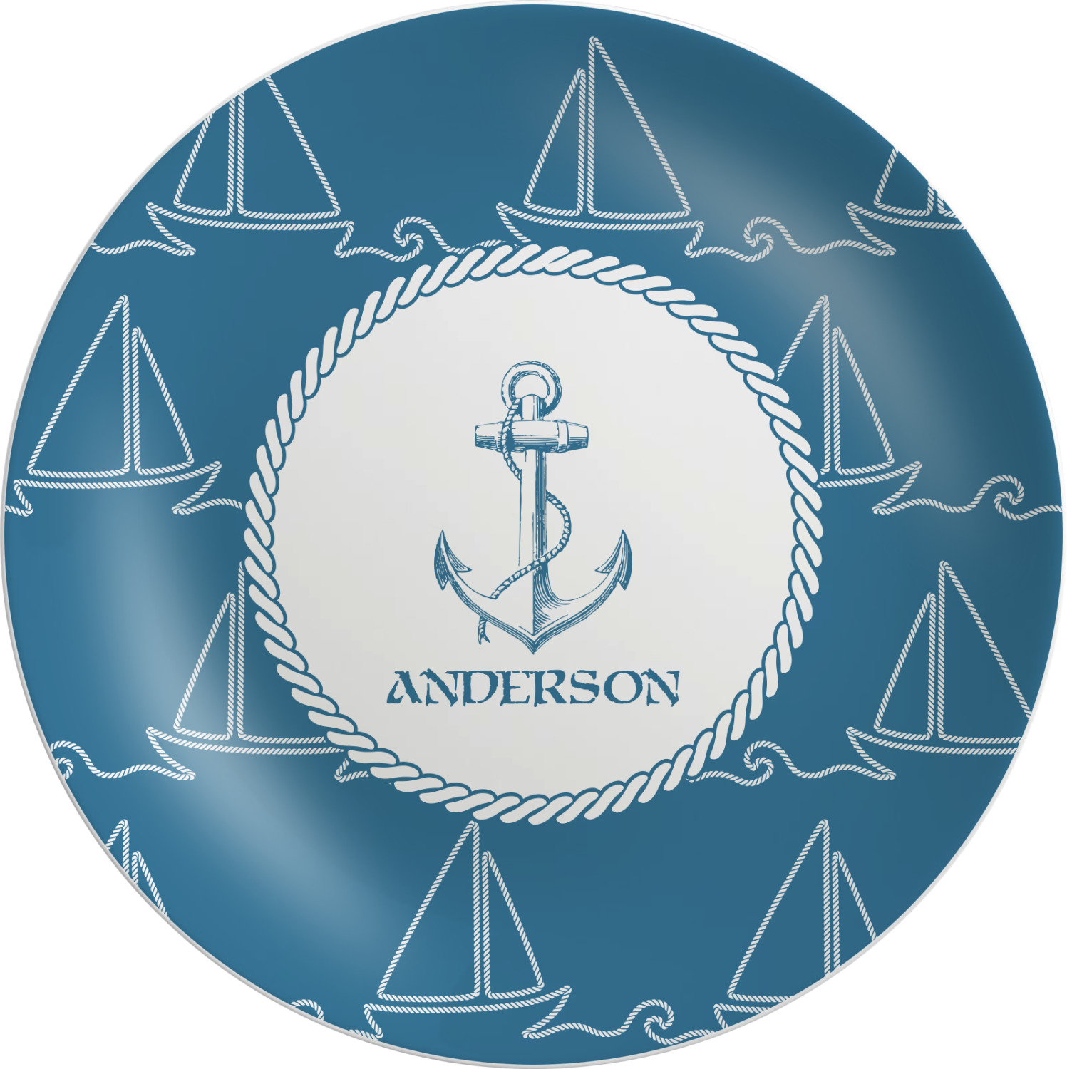 Custom Rope Sail Boats Melamine Plate (Personalized) | YouCustomizeIt