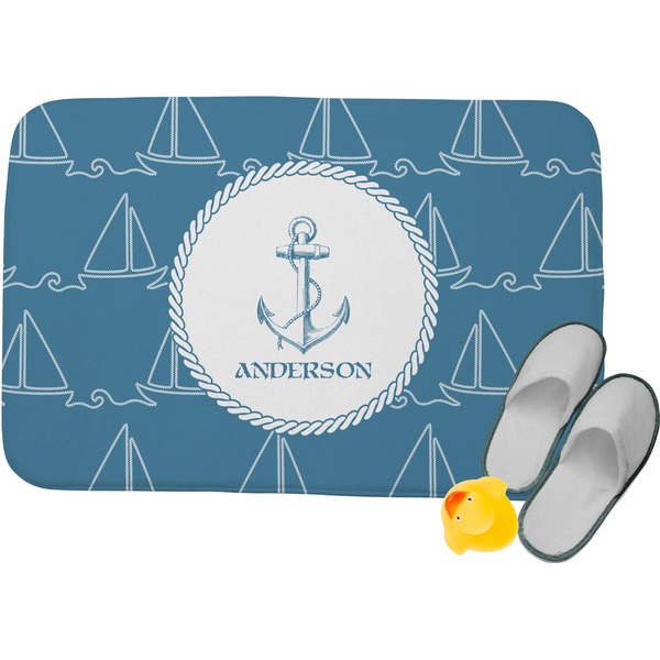 Custom Rope Sail Boats Memory Foam Bath Mat (Personalized)