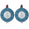 Rope Sail Boats Metal Ball Ornament - Front and Back