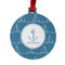 Rope Sail Boats Metal Ball Ornament - Double Sided w/ Name or Text