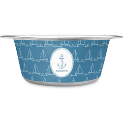Rope Sail Boats Stainless Steel Dog Bowl (Personalized)