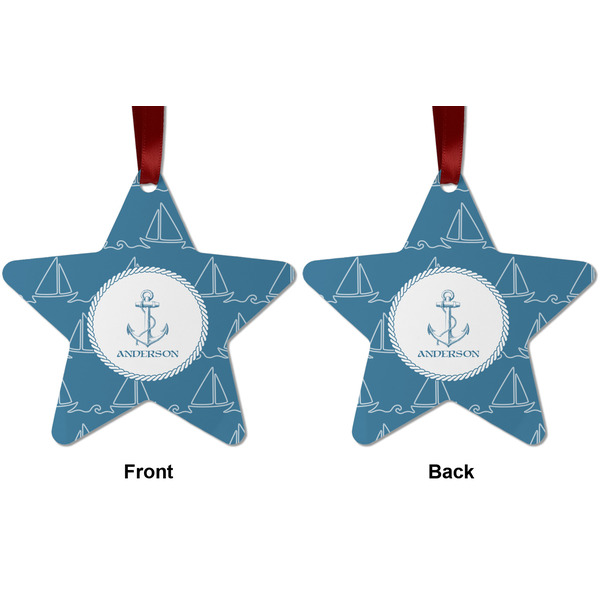 Rope Sail Boats Metal Star Ornament - Front and Back