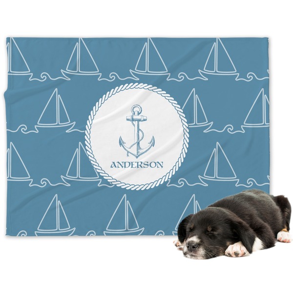 Custom Rope Sail Boats Dog Blanket (Personalized)