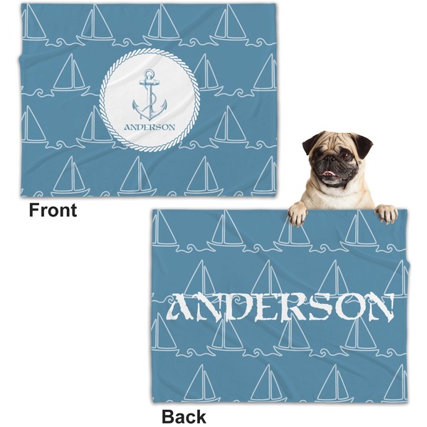 Rope Sail Boats Microfleece Dog Blanket - Regular - Front & Back