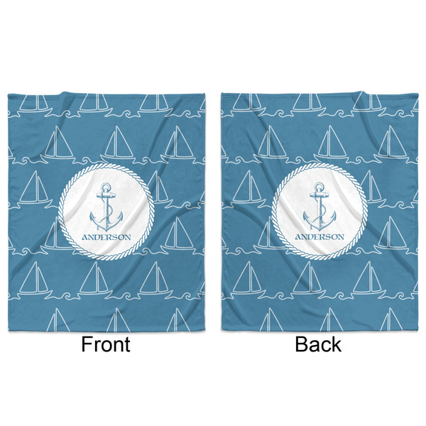 Rope Sail Boats Minky Blanket - 50"x60" - Double Sided - Front & Back