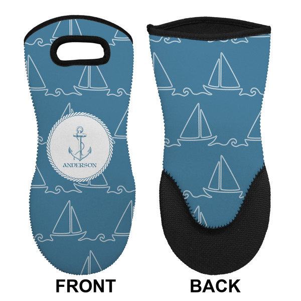 Rope Sail Boats Neoprene Oven Mitt (Front & Back)