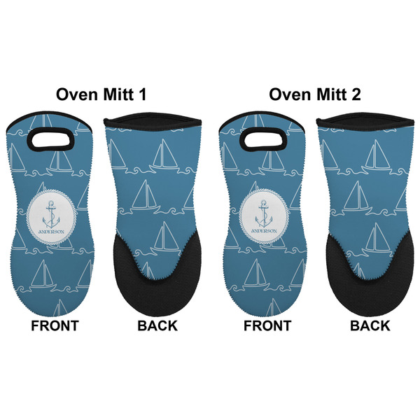 Rope Sail Boats Neoprene Oven Mitt - Set of 2 - Approval
