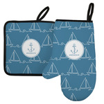 Rope Sail Boats Left Oven Mitt & Pot Holder Set w/ Name or Text