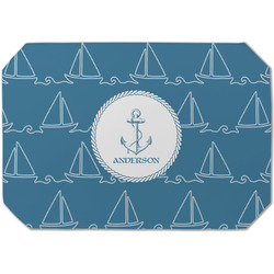 Rope Sail Boats Dining Table Mat - Octagon (Single-Sided) w/ Name or Text
