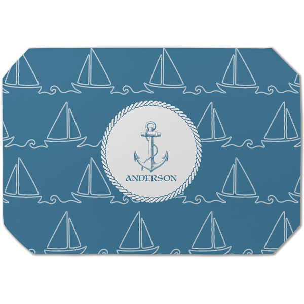 Custom Rope Sail Boats Dining Table Mat - Octagon (Single-Sided) w/ Name or Text