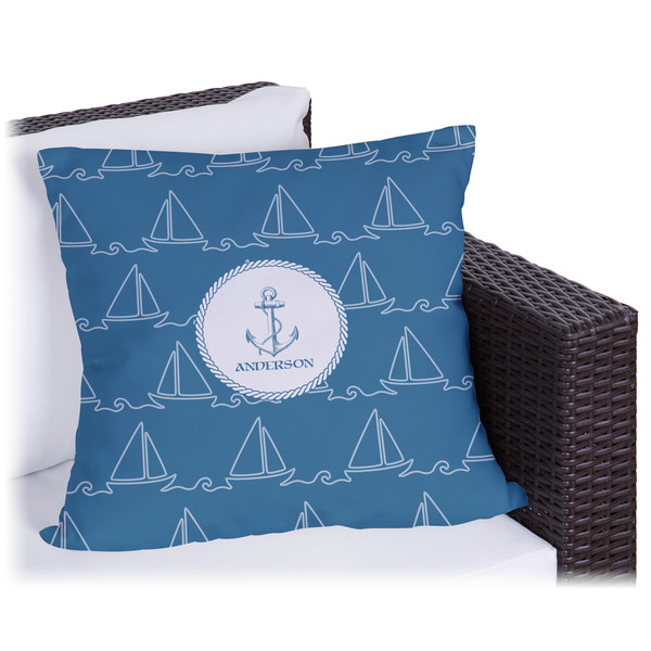 Custom Rope Sail Boats Outdoor Pillow (Personalized)