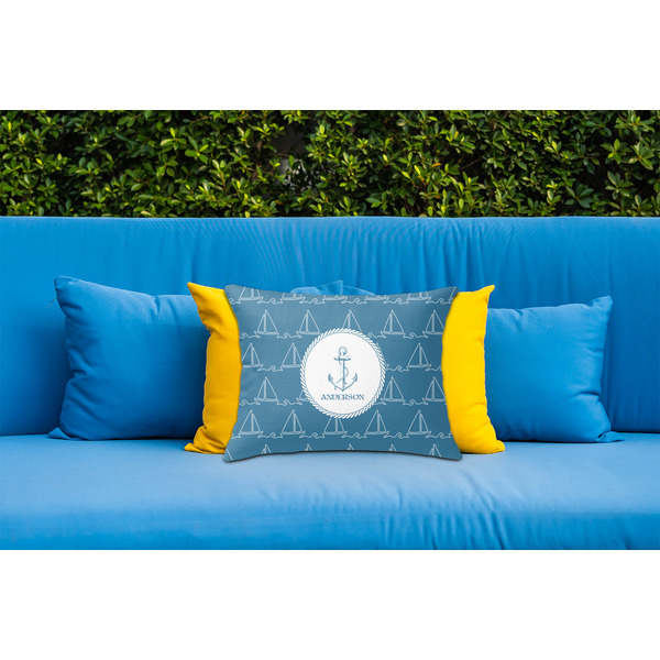 Rope Sail Boats Outdoor Throw Pillow  - LIFESTYLE (Rectangular - 20x14)