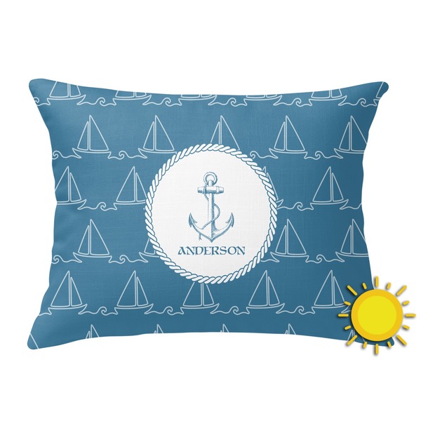 Custom Rope Sail Boats Outdoor Throw Pillow (Rectangular) (Personalized)