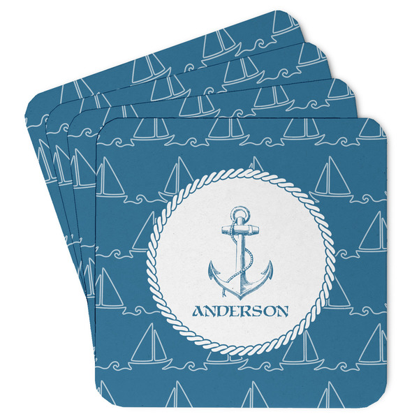 Custom Rope Sail Boats Paper Coasters w/ Name or Text