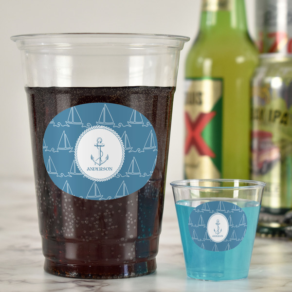 Rope Sail Boats Party Cups - 16oz - In Context