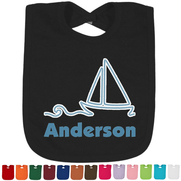 Custom Rope Sail Boats Cotton Baby Bib (Personalized)