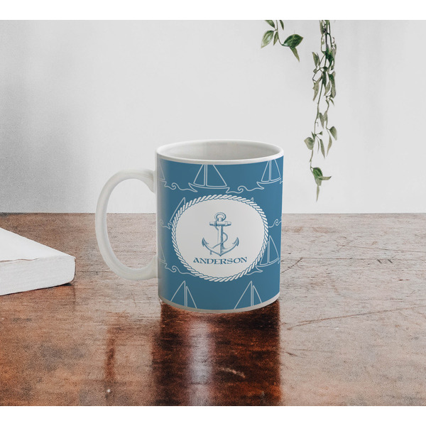Rope Sail Boats Personalized Coffee Mug - Lifestyle