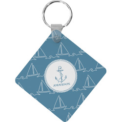 Rope Sail Boats Diamond Plastic Keychain w/ Name or Text
