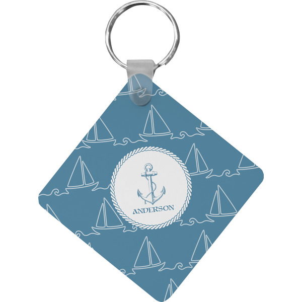 Custom Rope Sail Boats Diamond Plastic Keychain w/ Name or Text