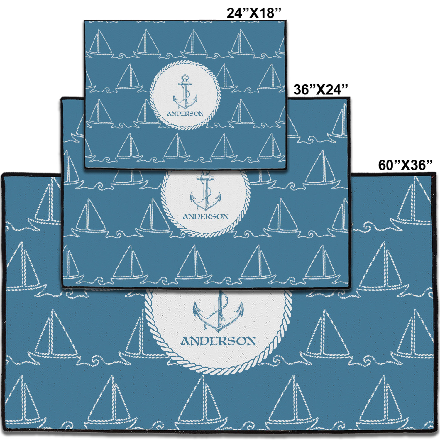 Custom Rope Sail Boats Door Mat (Personalized) YouCustomizeIt