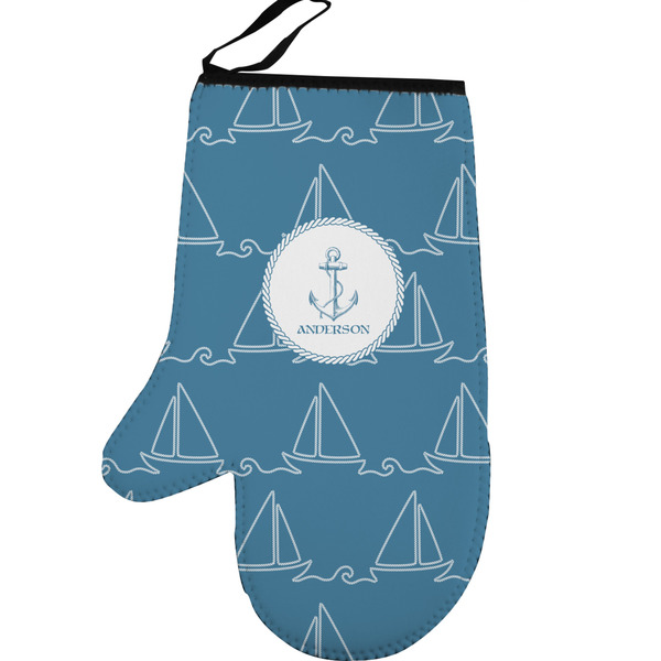 Custom Rope Sail Boats Left Oven Mitt (Personalized)