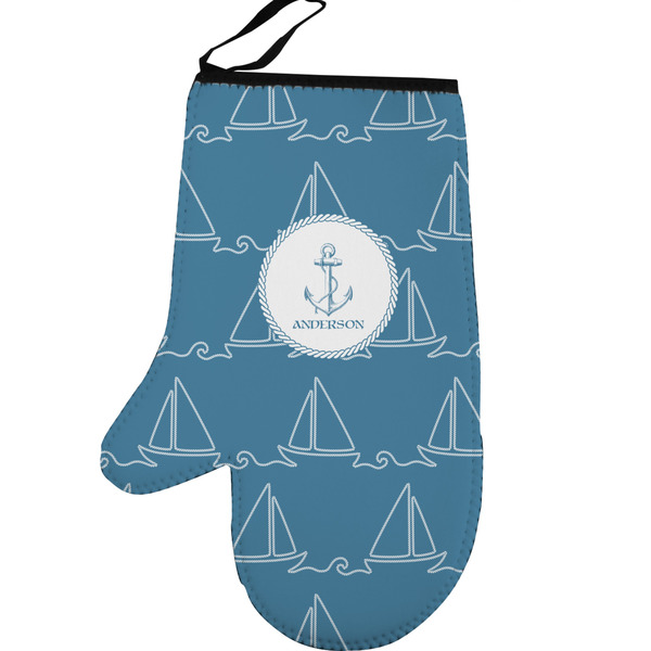 Rope Sail Boats Personalized Oven Mitt - Left