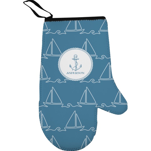 Rope Sail Boats Personalized Oven Mitt