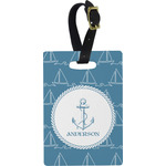 Rope Sail Boats Plastic Luggage Tag - Rectangular w/ Name or Text