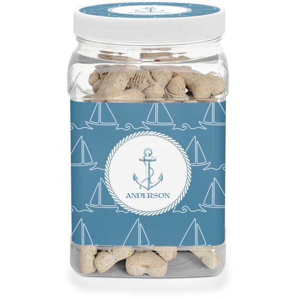 Custom Rope Sail Boats Dog Treat Jar (Personalized)