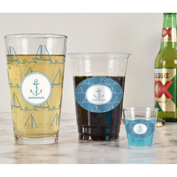 Rope Sail Boats Pint Glass - Full Fill w Transparency - In Context