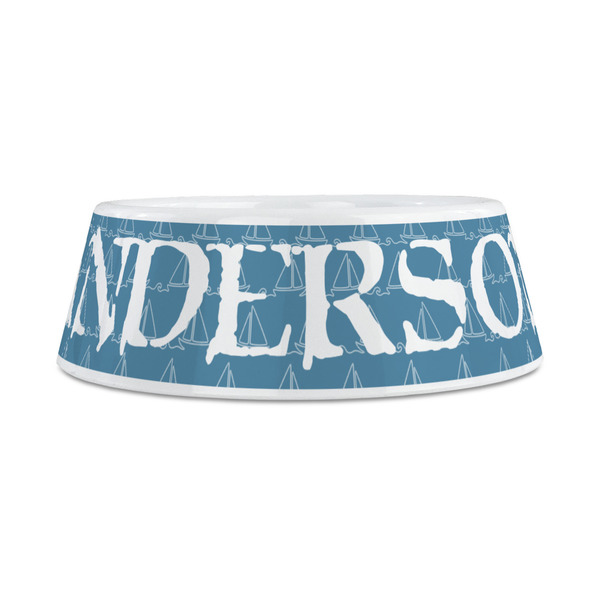 Rope Sail Boats Plastic Dog Bowls - Medium - FRONT