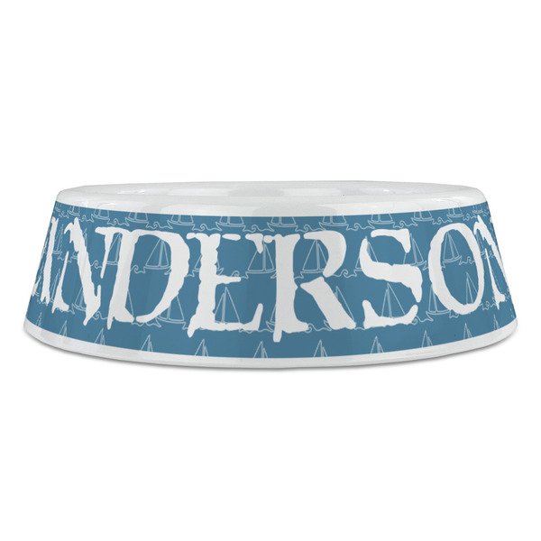 Rope Sail Boats Plastic Pet Bowls - Large - FRONT