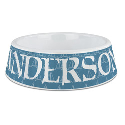 Rope Sail Boats Plastic Dog Bowl - Large (Personalized)