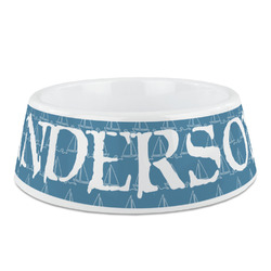 Rope Sail Boats Plastic Dog Bowl (Personalized)