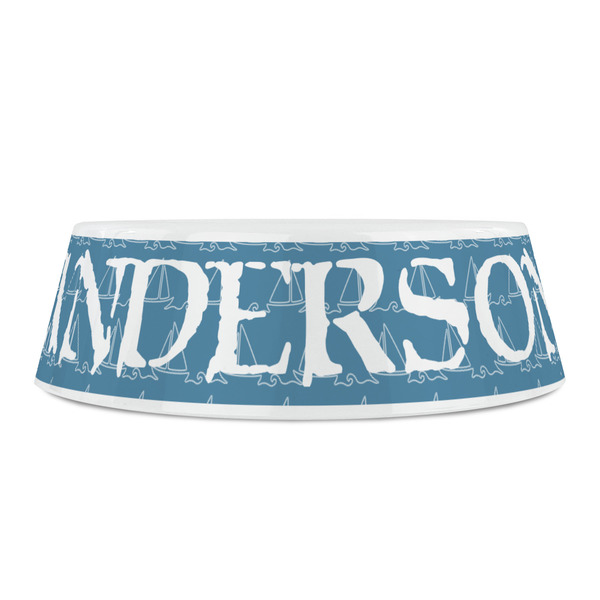 Rope Sail Boats Plastic Pet Bowls - Small - FRONT