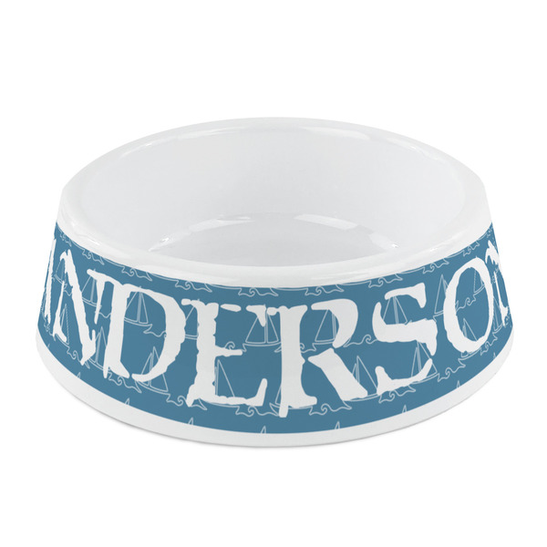 Custom Rope Sail Boats Plastic Dog Bowl - Small (Personalized)