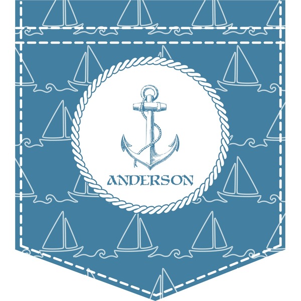 Custom Rope Sail Boats Iron On Faux Pocket (Personalized)