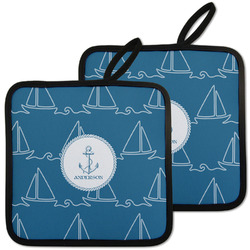 Rope Sail Boats Pot Holders - Set of 2 w/ Name or Text