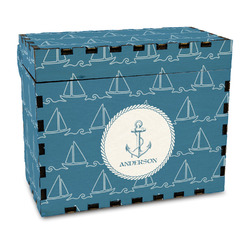 Rope Sail Boats Wood Recipe Box - Full Color Print (Personalized)