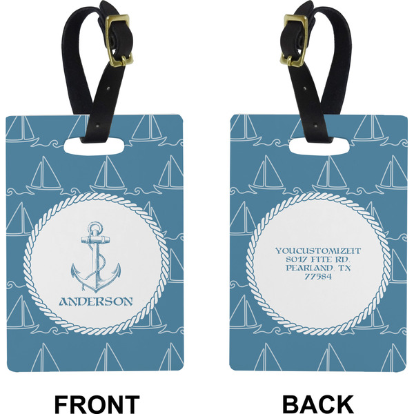 Rope Sail Boats Rectangle Luggage Tag (Front + Back)
