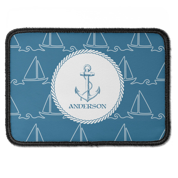 Custom Rope Sail Boats Iron On Rectangle Patch w/ Name or Text